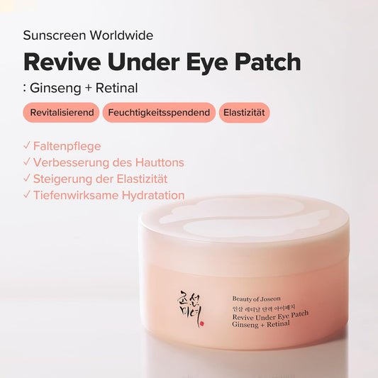 Beauty of Joseon Revive under Eye Patch, Augenmaske, Augenpads Gegen Schwellungen Und Augenringe, 60 Stück (30 Paare) | Augenpads, Gegen Schwellungen, Gegen Augenringe, 30 Paare