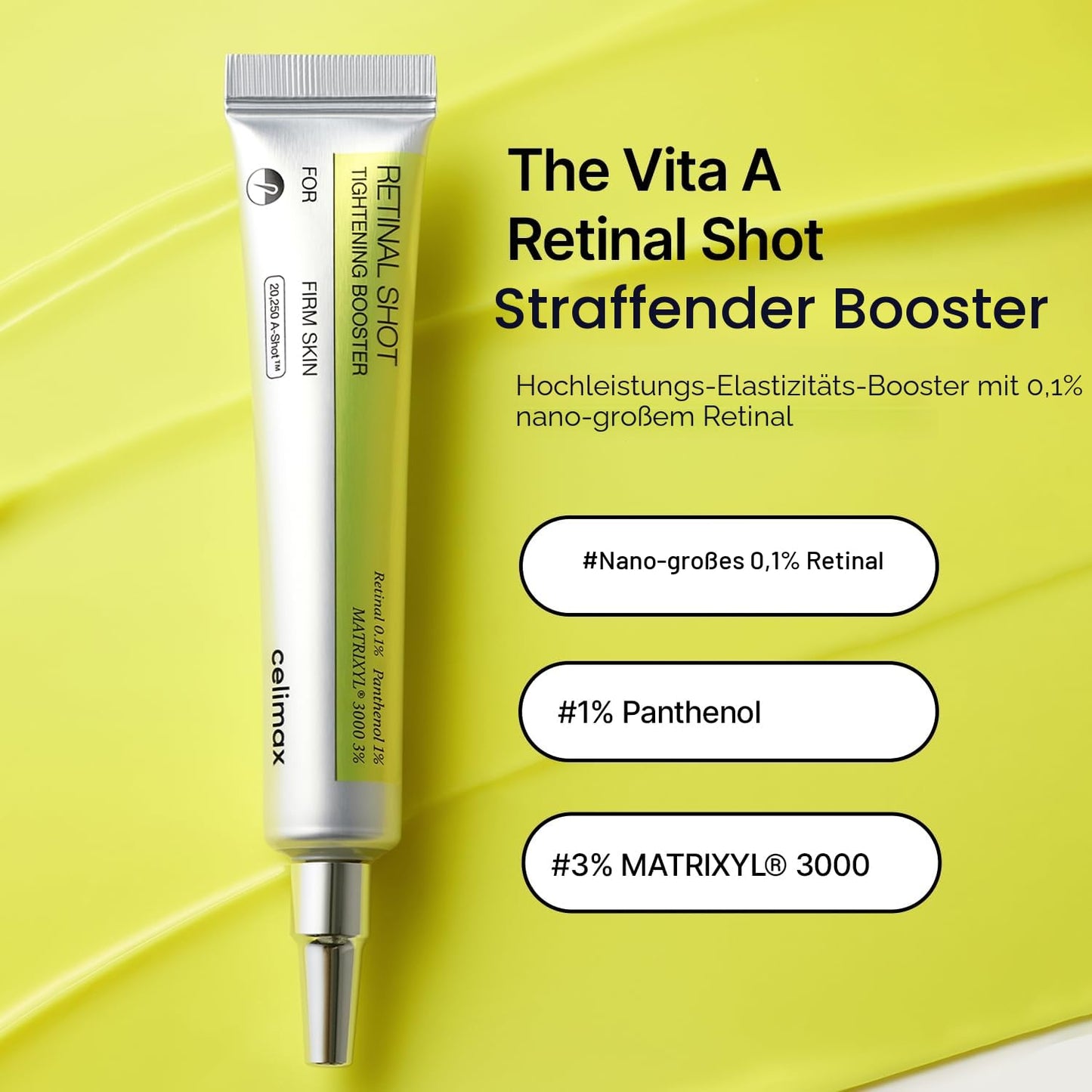Celimax the Vita a Retinal Shot Tightening Booster | 0,1% Retinal, 3% Matryxyl, Hochwirksames Retinoid, Anti-Aging, Porenverfeinerung, Feine Linien, Hautstraffung